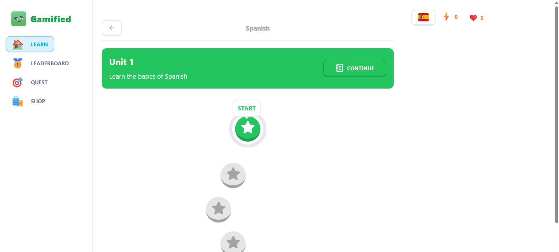 Gamified(A doulingo clone)